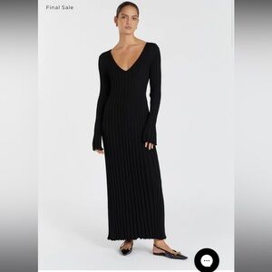 DISSH REIGN BLACK SLEEVED KNIT MIDI